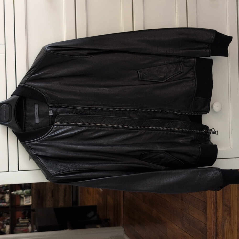 John Varvatos Leather Bomber Jacket